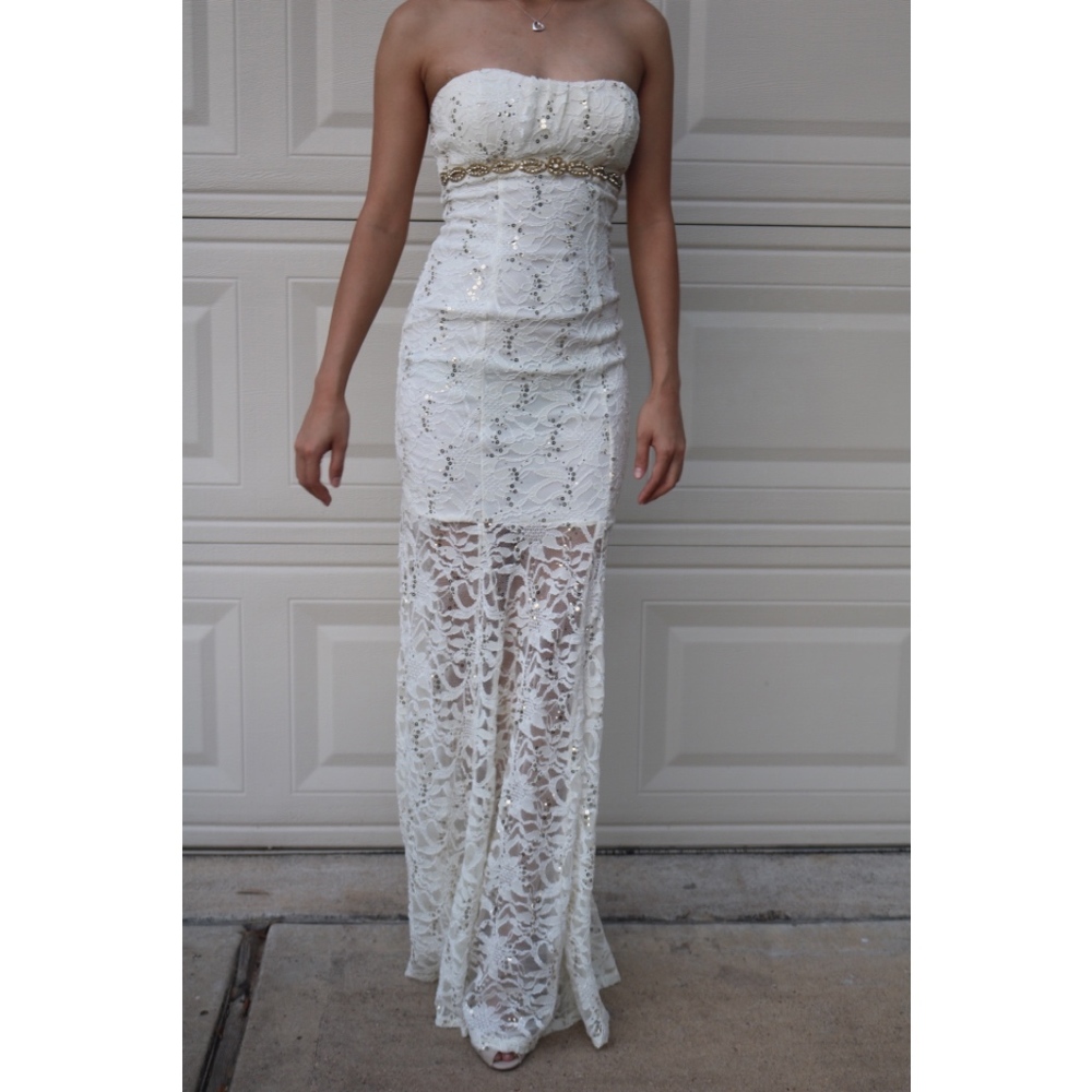 MyMichelle strapless lace long dress